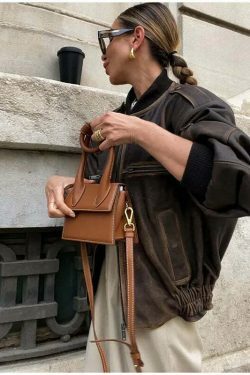 Vintage Isabella Leather Jacket - Y2K Aesthetic Fashion for Women - Coquette Style Grunge Outfits