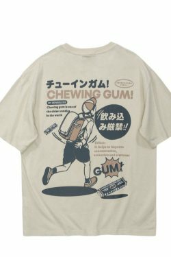 Vintage Japanese Poster Graphic Tee - Y2K Fashion Aesthetic Shirt for Women