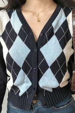 Vintage Knitted Cardigan - Coquette Aesthetic Grunge Style Y2K Fashion Women's Sweater