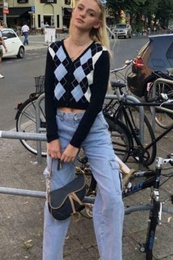 Vintage Knitted Cardigan - Coquette Aesthetic Grunge Style Y2K Fashion Women's Sweater