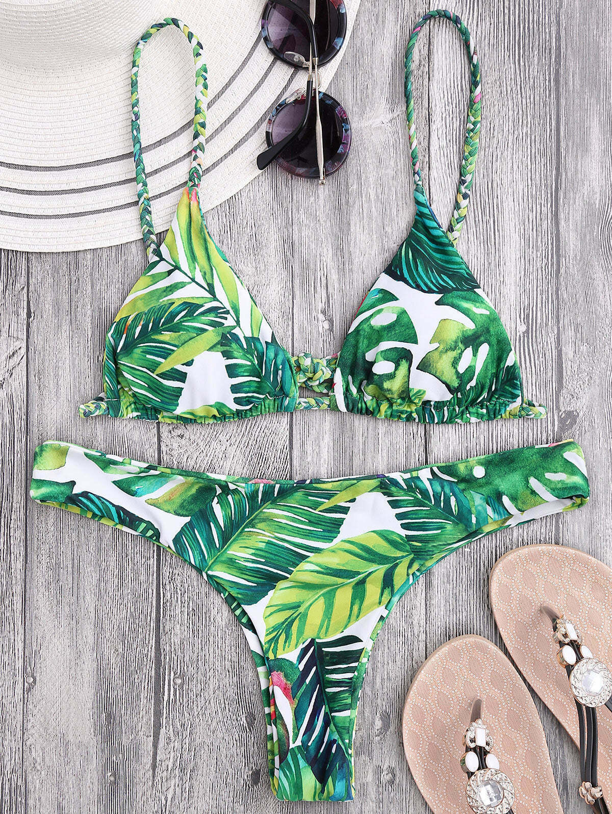 Vintage Lace-Up Bikini Set with Floral Details - Y2K Fashion Swimwear for Women