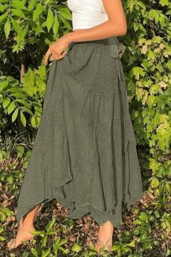 Vintage Lace-Up Midi Skirt: Y2K Fashion with a Coquette Aesthetic Twist