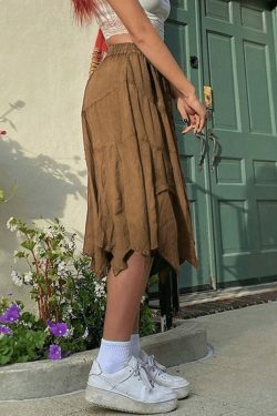 Vintage Lace-Up Midi Skirt: Y2K Fashion with a Coquette Aesthetic Twist