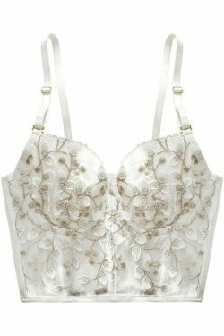 Vintage Lace Embroidery Bustier - Y2K Coquette Grunge Aesthetic Cute Tops Goth