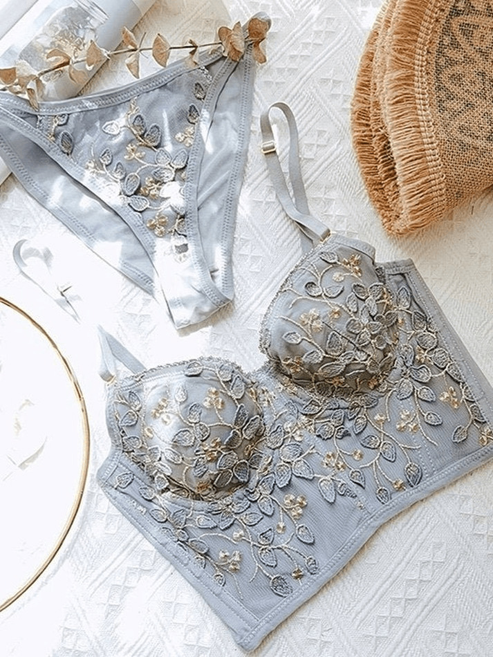 Vintage Lace Embroidery Bustier - Y2K Coquette Grunge Aesthetic Cute Tops Goth