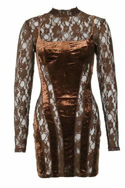 Vintage Lace High-Neck Long-Sleeve Dress - Y2K Fashion Aesthetic, Coquette & Grunge Vibes