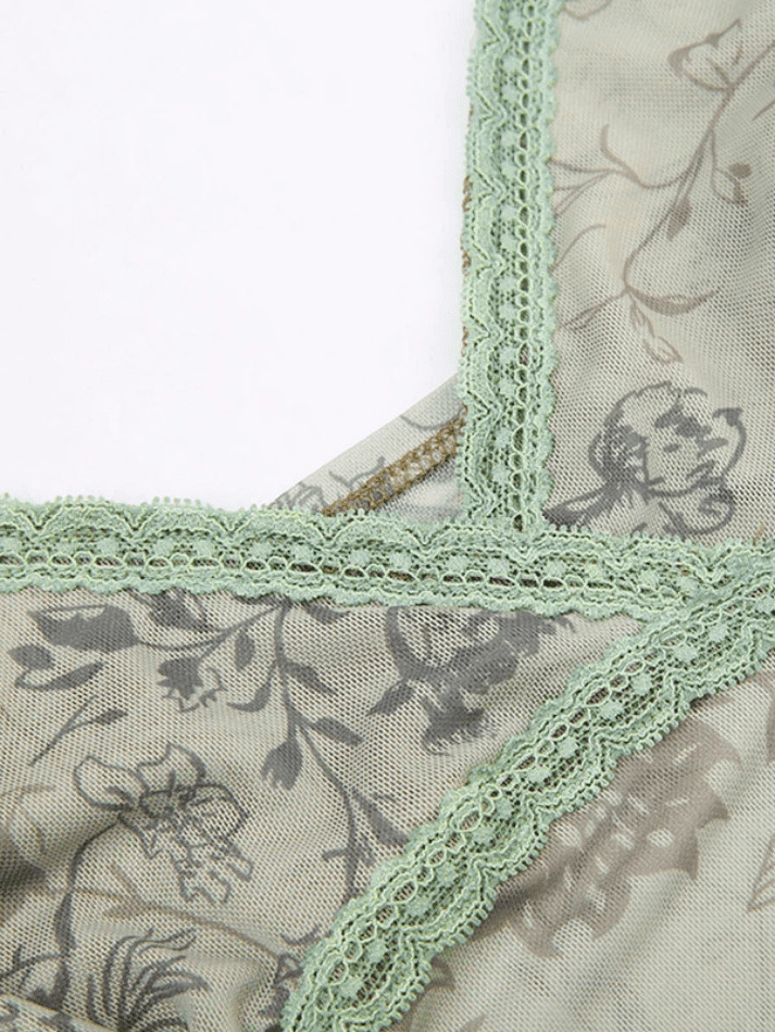 Vintage Lace Patch Wood Ear Cami Top - Y2K Fashion Aesthetic with Coquette Style and Grunge Vibes