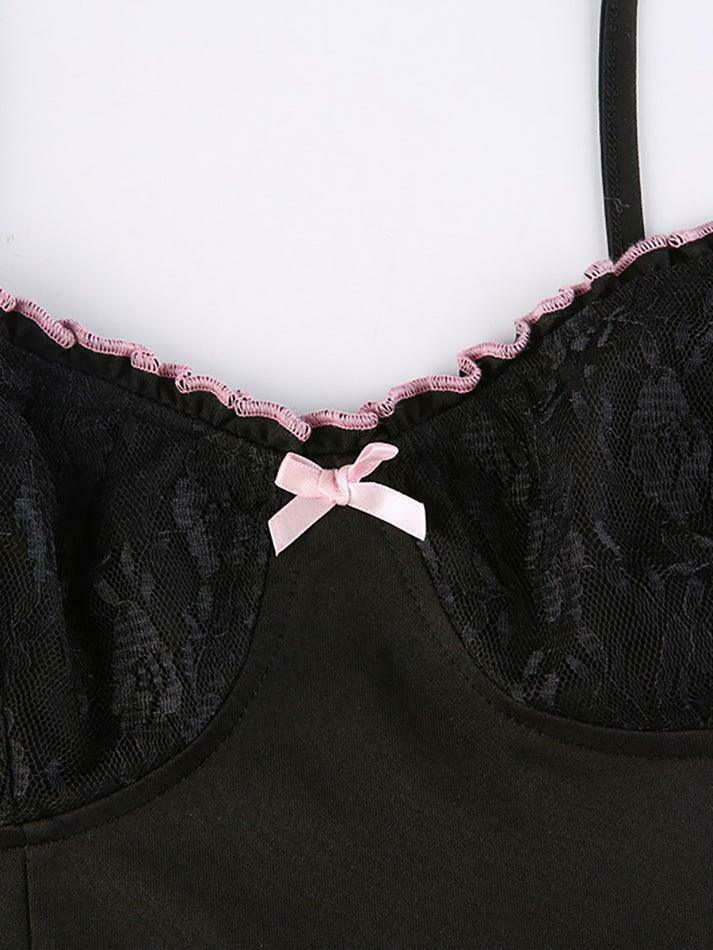 Vintage Lace Slip Mini Dress - Y2K Fashion Aesthetic for Women - Coquette Style Grunge Outfit