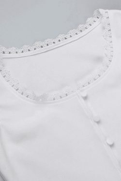 Vintage Lace Trim White Tank Top: Y2K Fashion Aesthetic with Coquette Style and Grunge Vibes