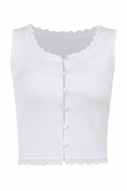 Vintage Lace Trim White Tank Top: Y2K Fashion Aesthetic with Coquette Style and Grunge Vibes