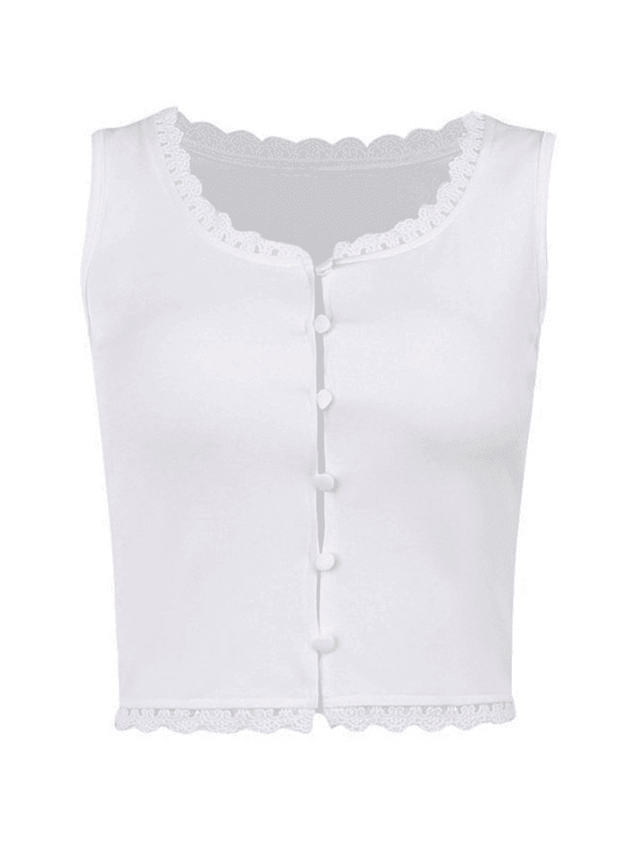 Vintage Lace Trim White Tank Top: Y2K Fashion Aesthetic with Coquette Style and Grunge Vibes