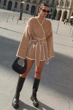 Vintage Lace V-Neck Cardigan with Belt - Coquette Aesthetic Grunge Style