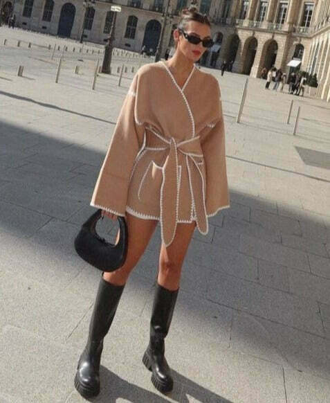 Vintage Lace V-Neck Cardigan with Belt - Coquette Aesthetic Grunge Style Vintage Lace V-Neck Cardigan with Belt - Coquette Aesthetic Grunge Style