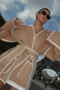 Vintage Lace V-Neck Cardigan with Belt - Coquette Aesthetic Grunge Style