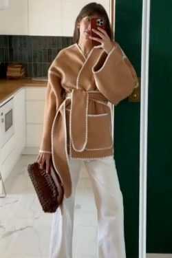 Vintage Lace V-Neck Cardigan with Belt - Coquette Aesthetic Grunge Style