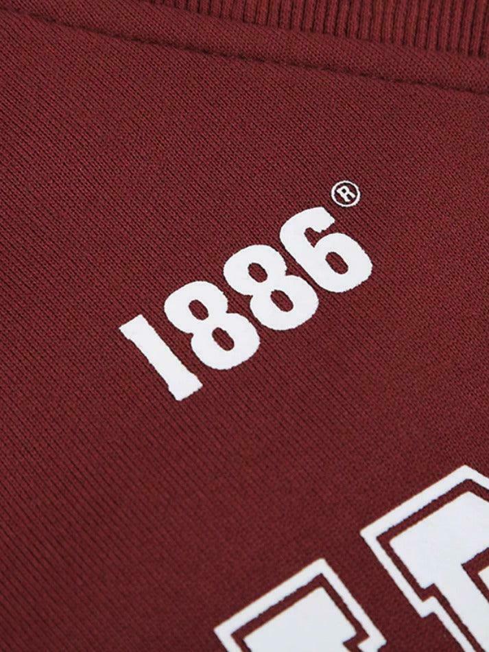 Vintage Letter Print V Neck Piping Long Sleeve Tee - Y2K Fashion Aesthetic Top