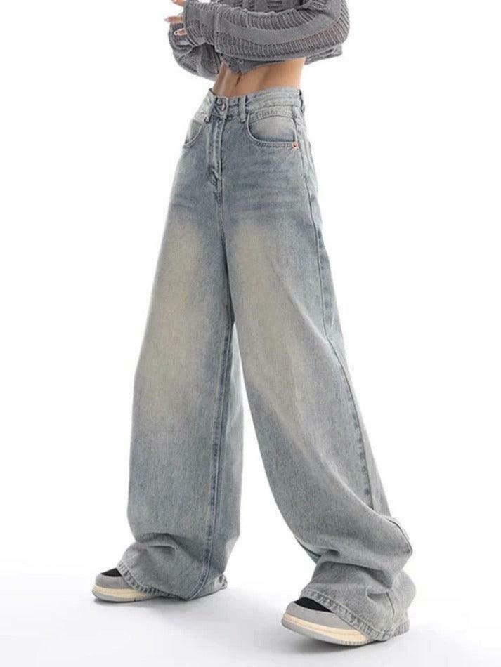 Vintage Light Wash High Rise Boyfriend Jeans - Y2K Fashion Staple for Coquette & Grunge Aesthetics