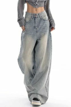 Vintage Light Wash High Rise Boyfriend Jeans - Y2K Fashion Staple for Coquette & Grunge Aesthetics