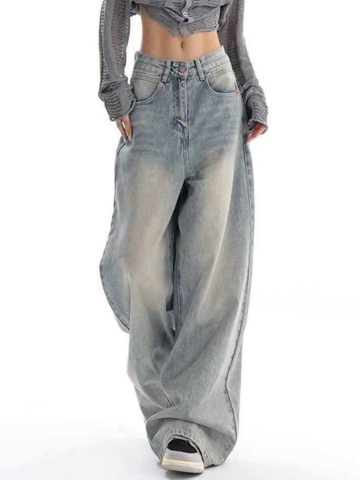 Vintage Light Wash High Rise Boyfriend Jeans - Y2K Fashion Staple for Coquette & Grunge Aesthetics