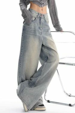 Vintage Light Wash High Rise Boyfriend Jeans - Y2K Fashion Staple for Coquette & Grunge Aesthetics