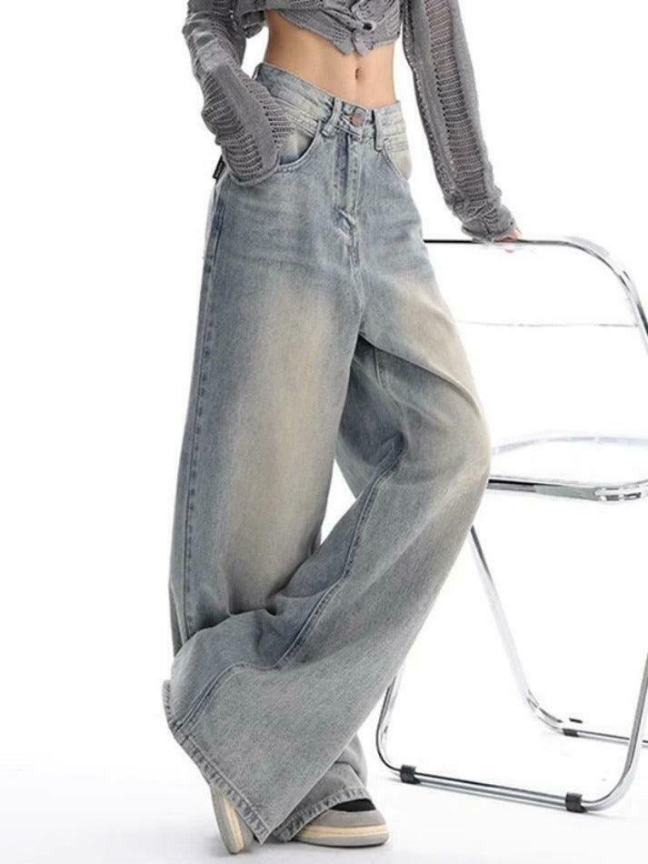 Vintage Light Wash High Rise Boyfriend Jeans - Y2K Fashion Staple for Coquette & Grunge Aesthetics