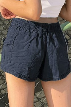 Vintage Low Rise Asymmetric Cargo Shorts - Y2K Fashion with a Grunge Aesthetic