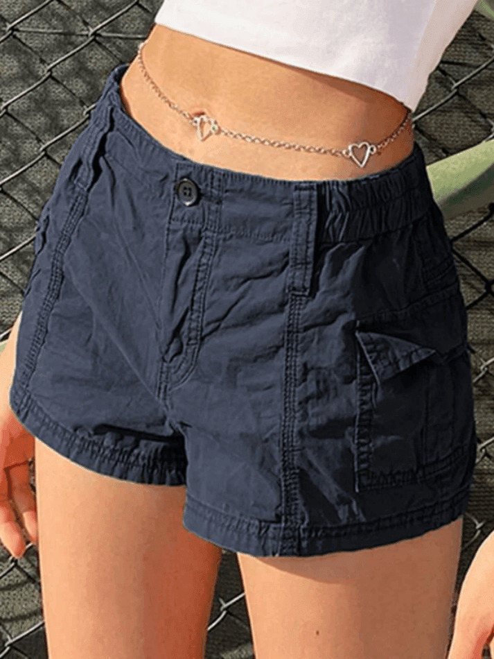 Vintage Low Rise Asymmetric Cargo Shorts - Y2K Fashion with a Grunge Aesthetic Vintage Low Rise Asymmetric Cargo Shorts - Y2K Fashion with a Grunge Aesthetic