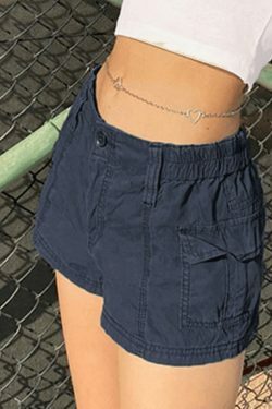 Vintage Low Rise Asymmetric Cargo Shorts - Y2K Fashion with a Grunge Aesthetic