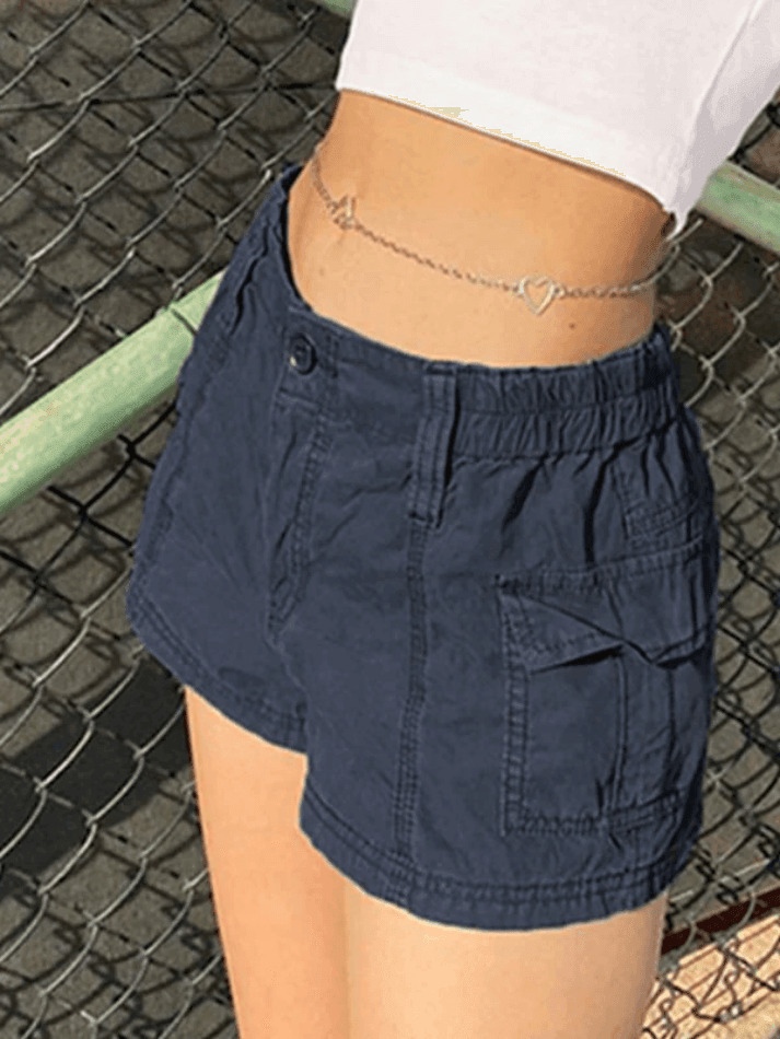 Vintage Low Rise Asymmetric Cargo Shorts - Y2K Fashion with a Grunge Aesthetic Vintage Low Rise Asymmetric Cargo Shorts - Y2K Fashion with a Grunge Aesthetic