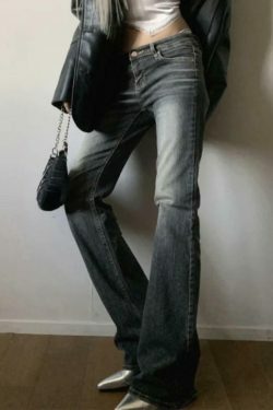 Vintage Low Rise Wash Flare Jeans - Y2K Fashion Staple for Retro Aesthetic Looks