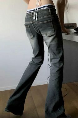 Vintage Low Rise Wash Flare Jeans - Y2K Fashion Staple for Retro Aesthetic Looks