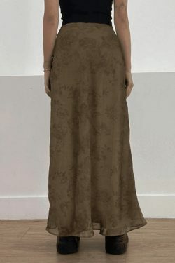 Vintage Mesh Floral Maxi Skirt - Y2K Aesthetic Coquette Grunge Outfit