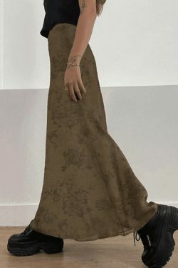 Vintage Mesh Floral Maxi Skirt - Y2K Aesthetic Coquette Grunge Outfit