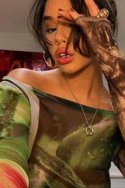 Vintage Mesh Tee with Y2K Aesthetic Prints - Coquette & Grunge Style Women's Fashion