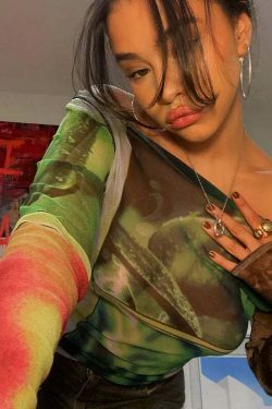 Vintage Mesh Tee with Y2K Aesthetic Prints - Coquette & Grunge Style Women's Fashion