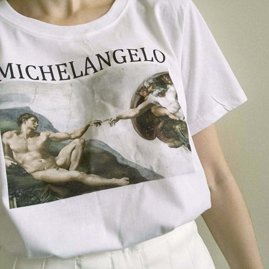 Vintage Michelangelo Tee - Y2K Fashion Aesthetic Shirt for Women - Coquette Style Grunge Outfit