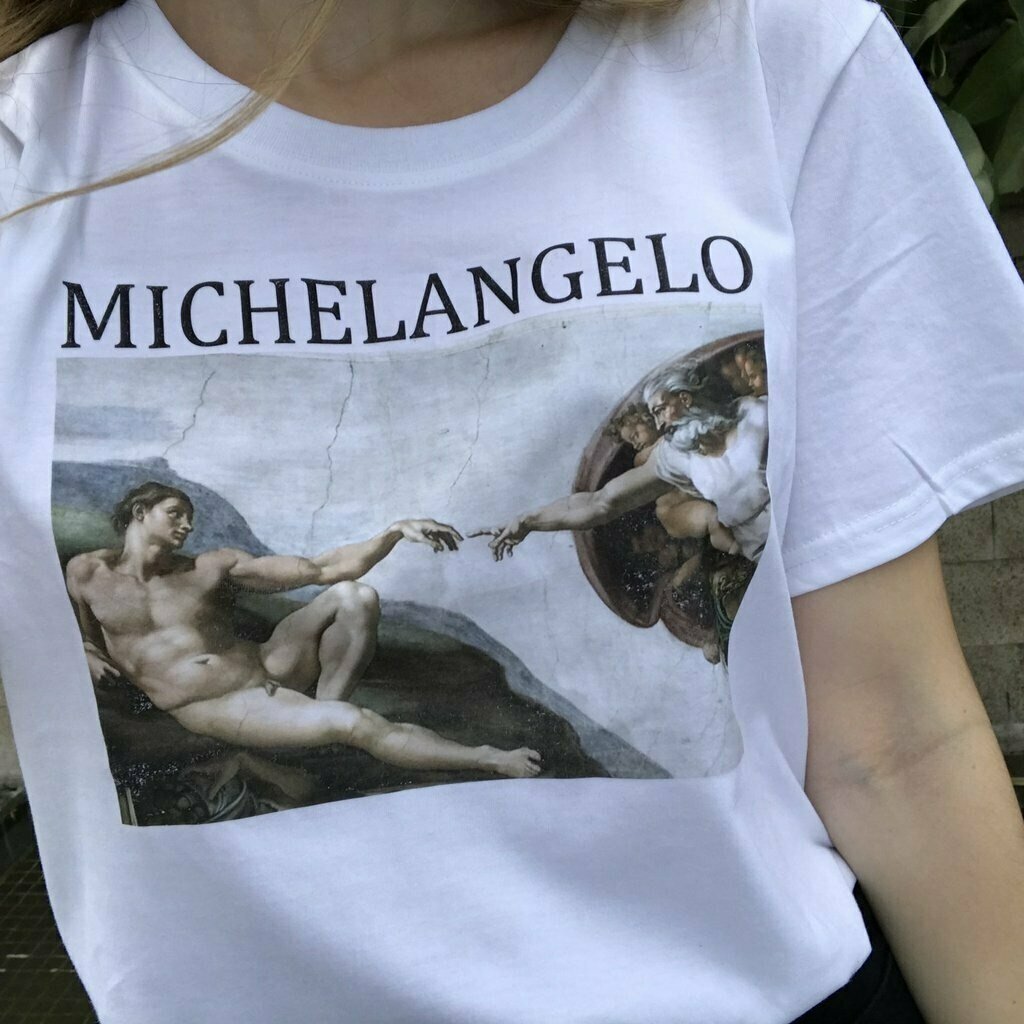 Vintage Michelangelo Tee - Y2K Fashion Aesthetic Shirt for Women - Coquette Style Grunge Outfit