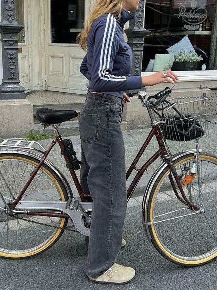 Vintage Mid Waist Loose Fit Jeans - Y2K Fashion with Coquette Aesthetic & Grunge Vibes