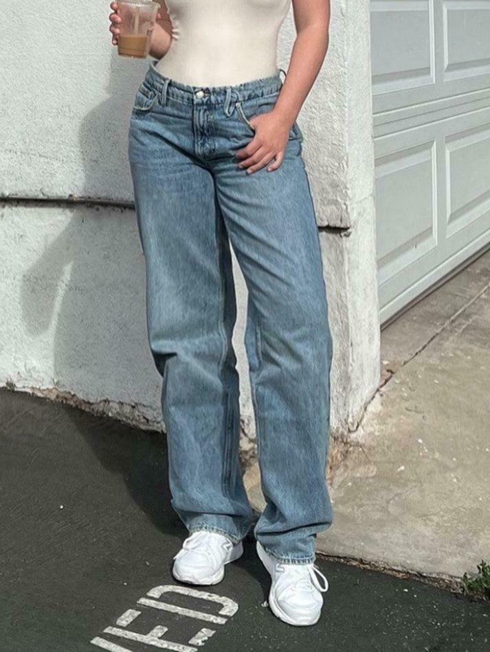 Vintage Mid Wash Boyfriend Jeans: Y2K Fashion Staple for Women's Grunge and Coquette Aesthetic