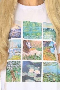Vintage Monet Painting Tee - Y2K Aesthetic Top for Women - Coquette Style Fashion Shirt