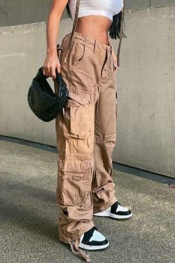 Vintage Multi Pocket Patched Cargo Jeans - Y2K Aesthetic Grunge Style - Coquette Fashion Retro Denim