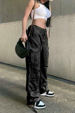 Vintage Multi Pocket Patched Cargo Jeans - Y2K Aesthetic Grunge Style - Coquette Fashion Retro Denim
