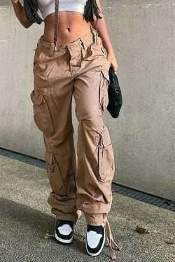 Vintage Multi Pocket Patched Cargo Jeans - Y2K Aesthetic Grunge Style - Coquette Fashion Retro Denim