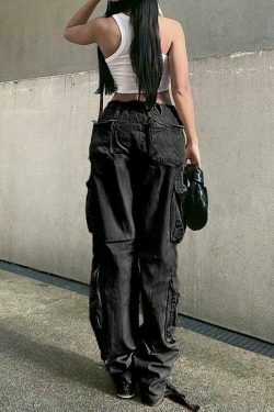 Vintage Multi Pocket Patched Cargo Jeans - Y2K Aesthetic Grunge Style - Coquette Fashion Retro Denim