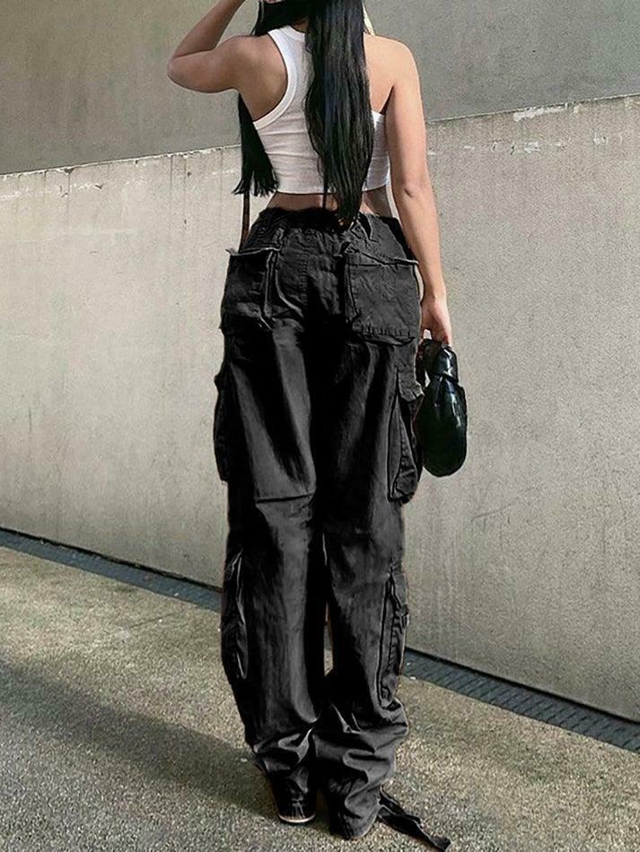Vintage Multi Pocket Patched Cargo Jeans - Y2K Aesthetic Grunge Style - Coquette Fashion Retro Denim