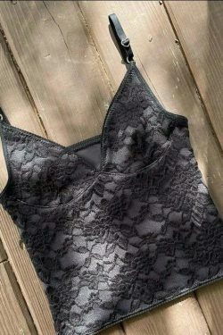 Vintage Noir Chic Cami Top - Y2K Aesthetic Fashion - Grunge Coquette Style - Pastel Goth Outfit