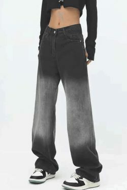 Vintage Ombre High Waist Boyfriend Jeans - Y2K Fashion Aesthetic for Women