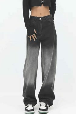 Vintage Ombre High Waist Boyfriend Jeans - Y2K Fashion Aesthetic for Women