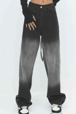 Vintage Ombre High Waist Boyfriend Jeans - Y2K Fashion Aesthetic for Women