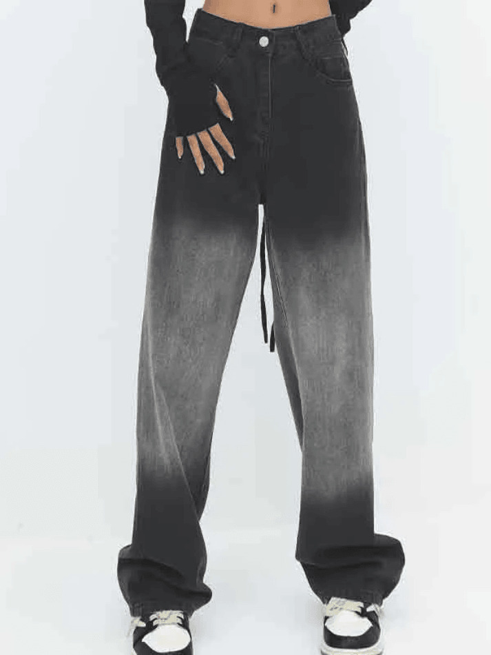 Vintage Ombre High Waist Boyfriend Jeans - Y2K Fashion Aesthetic for Women